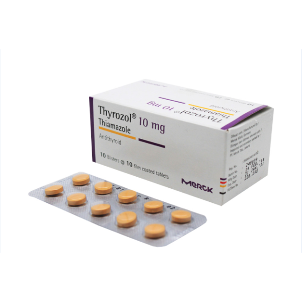 Thuốc trị bệnh lý tuyến giáp Thyrozol 10mg (10 vỉ x 10 viên/hộp)
